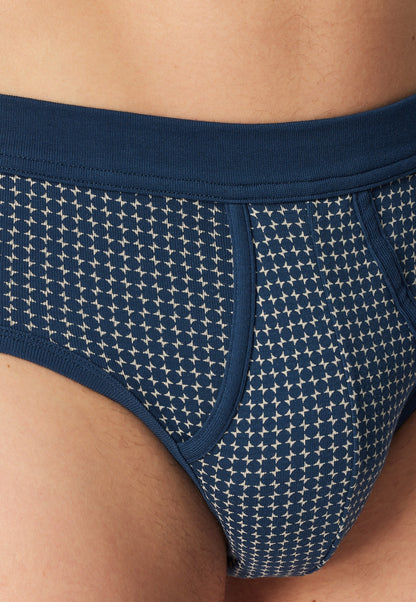 Schiesser Sports briefs 2-pack fine rib fly indigo patterned - Original Classics