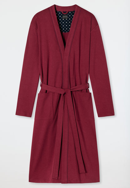 178407-502 Schiesser Bathrobe fine interlock burgundy - Essentials