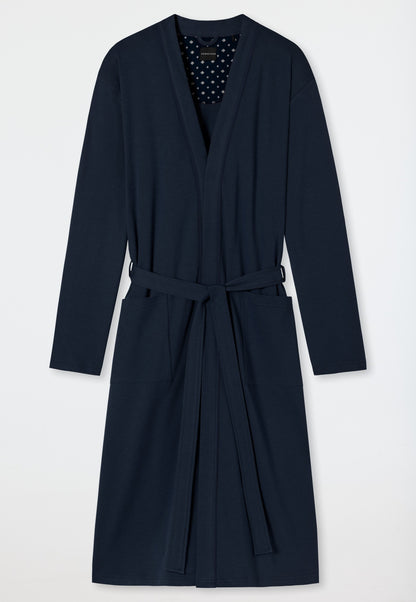 178407-803 Schiesser Bathrobe fine interlock dark blue - Essentials