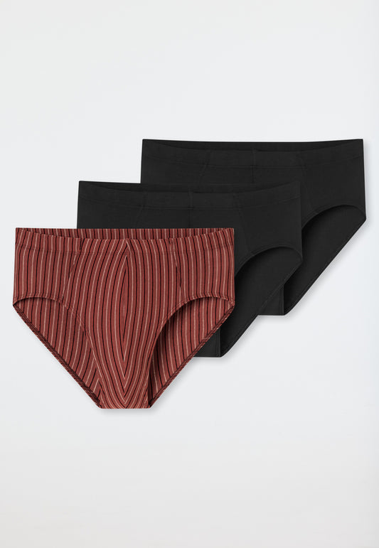 Schiesser Supermini briefs 3-pack Organic Cotton plain/stripes multi-colored - 95/5