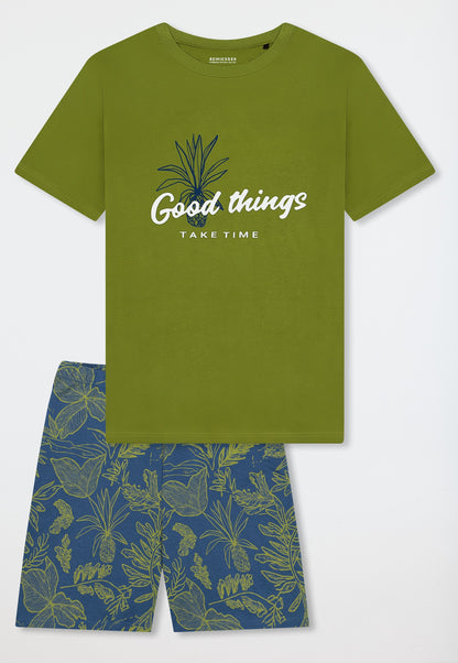 Schiesser Short pyjamas pineapple grass green - Teens Nightwear