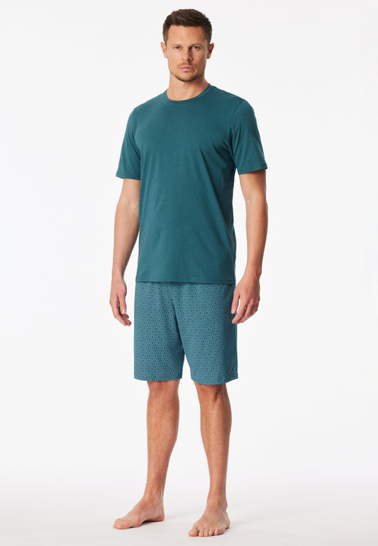 Schiesser Short pyjamas green patterned - Casual Essentials