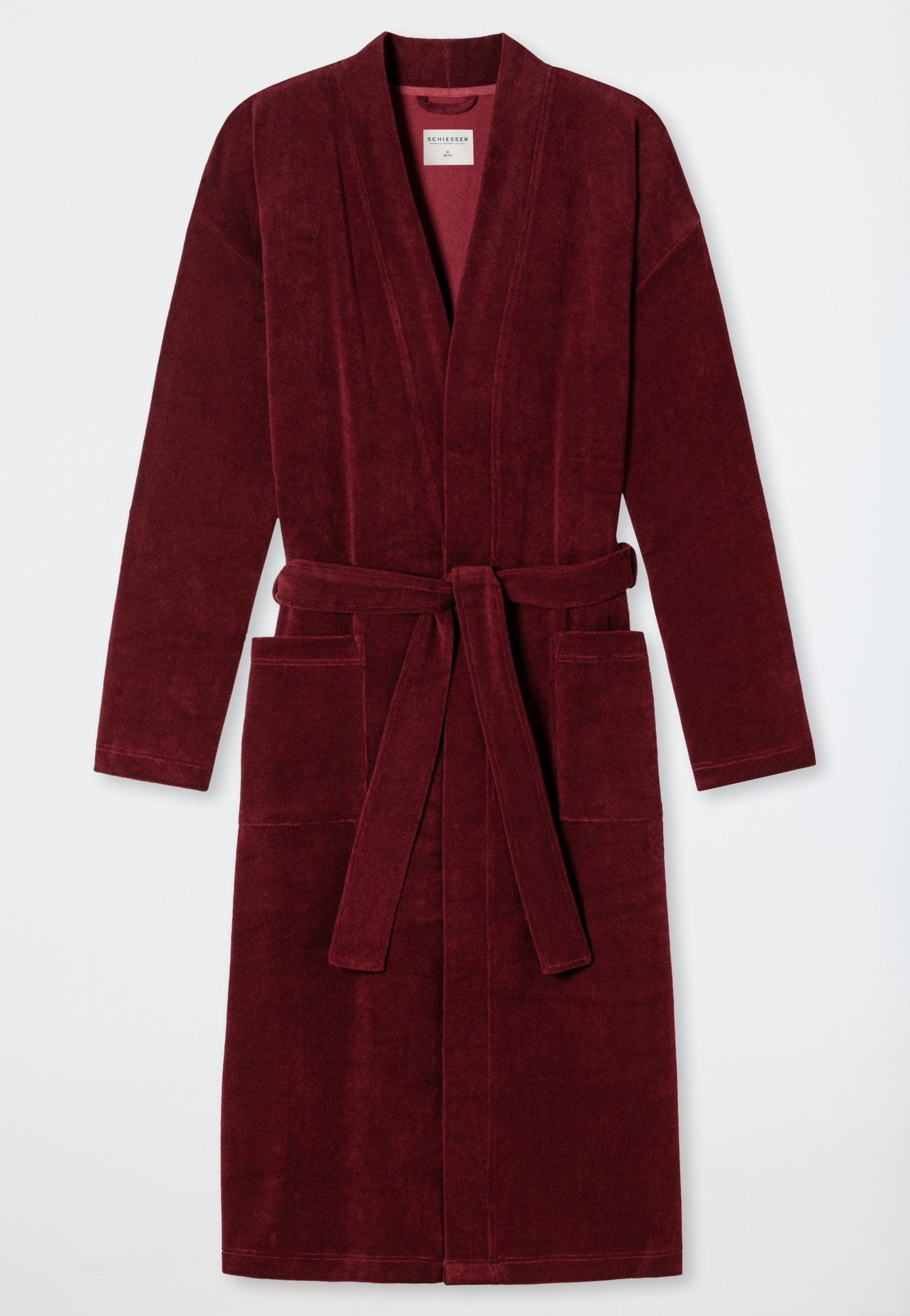 181536-502 Schiesser Light terry cloth bathrobe burgundy - Feather Terry
