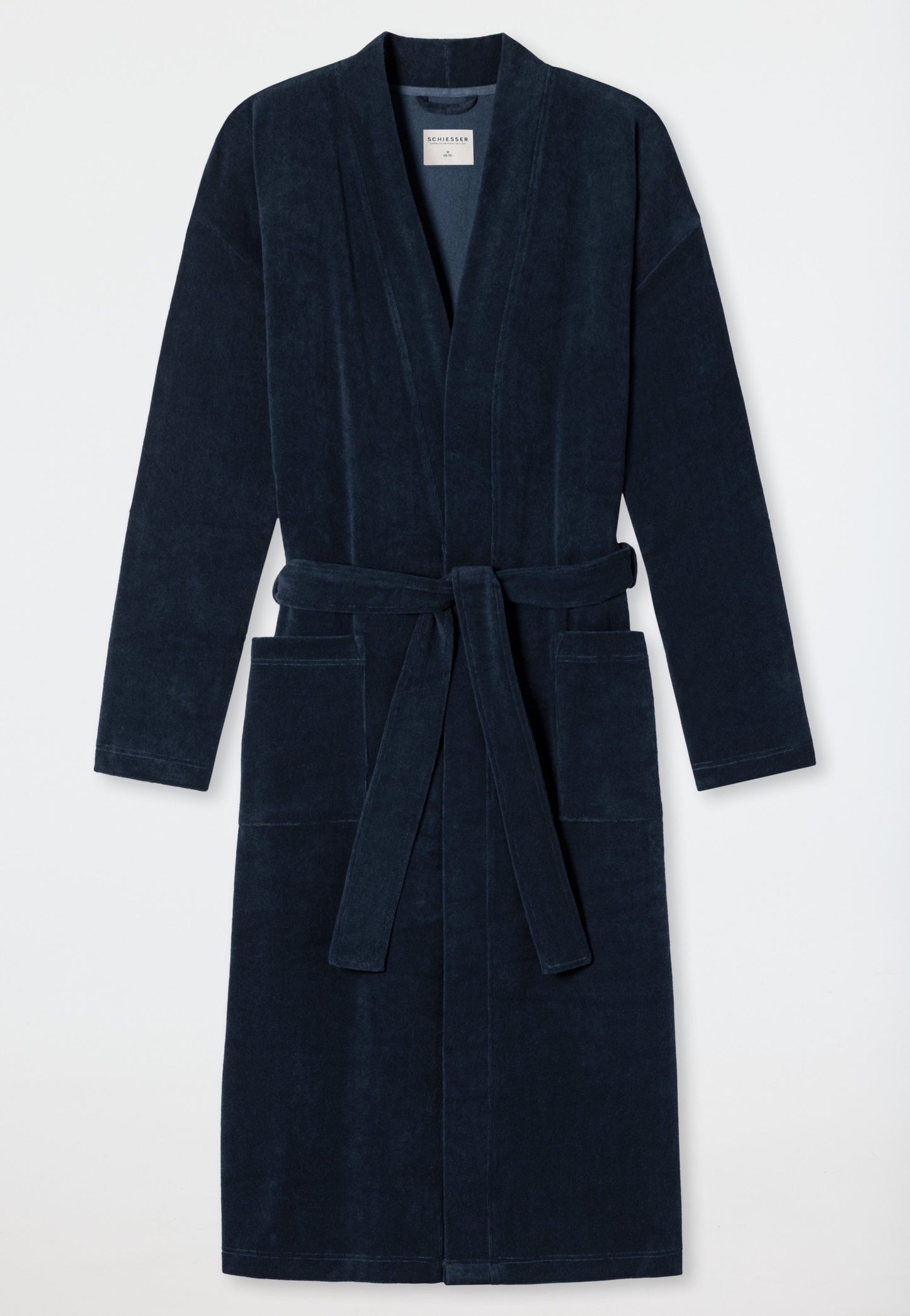 181536-803 Light terry cloth bathrobe dark blue - Feather Terry