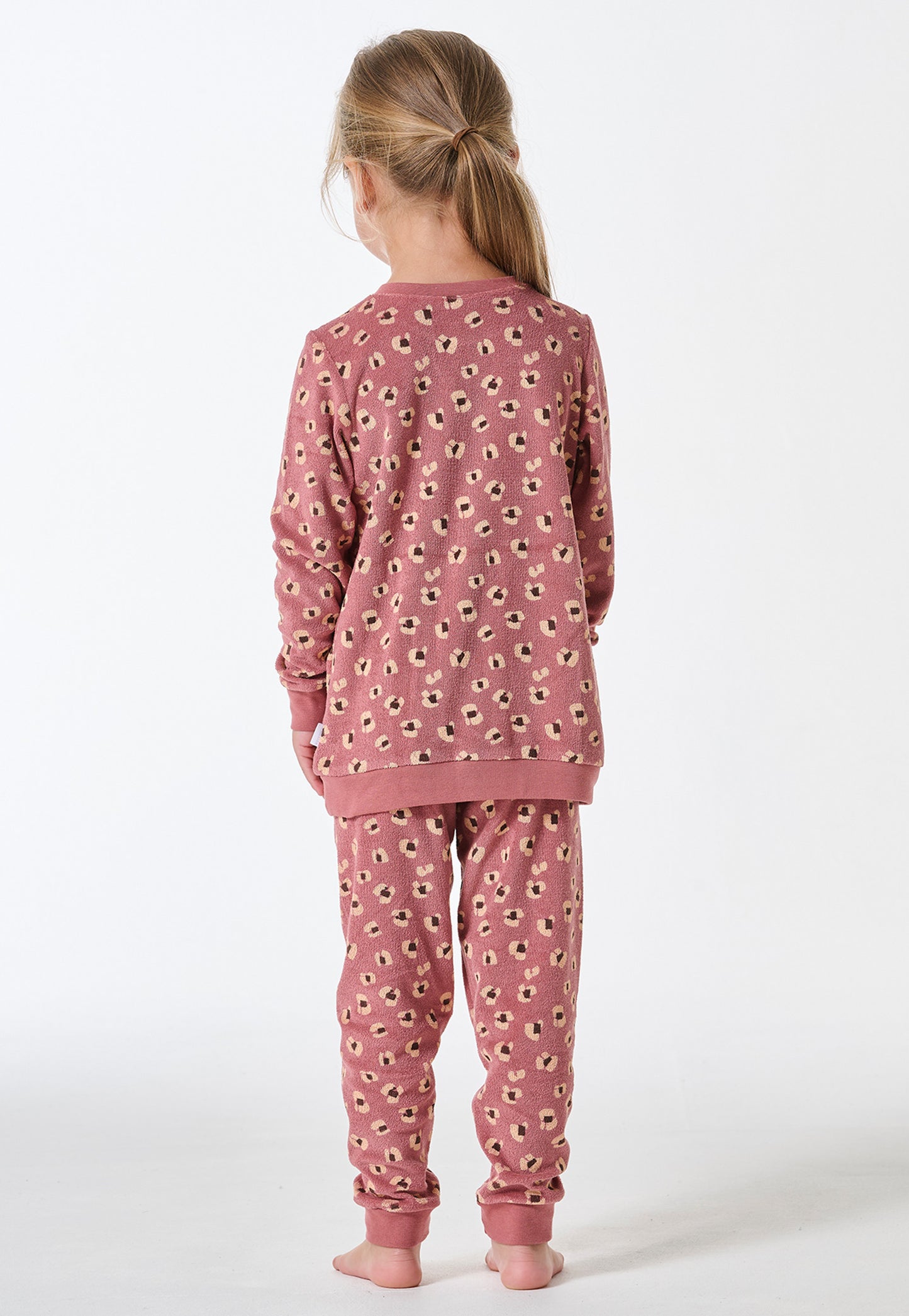 Schiesser Long pyjamas terry towelling animal print dusky pink - Kids Nightwear