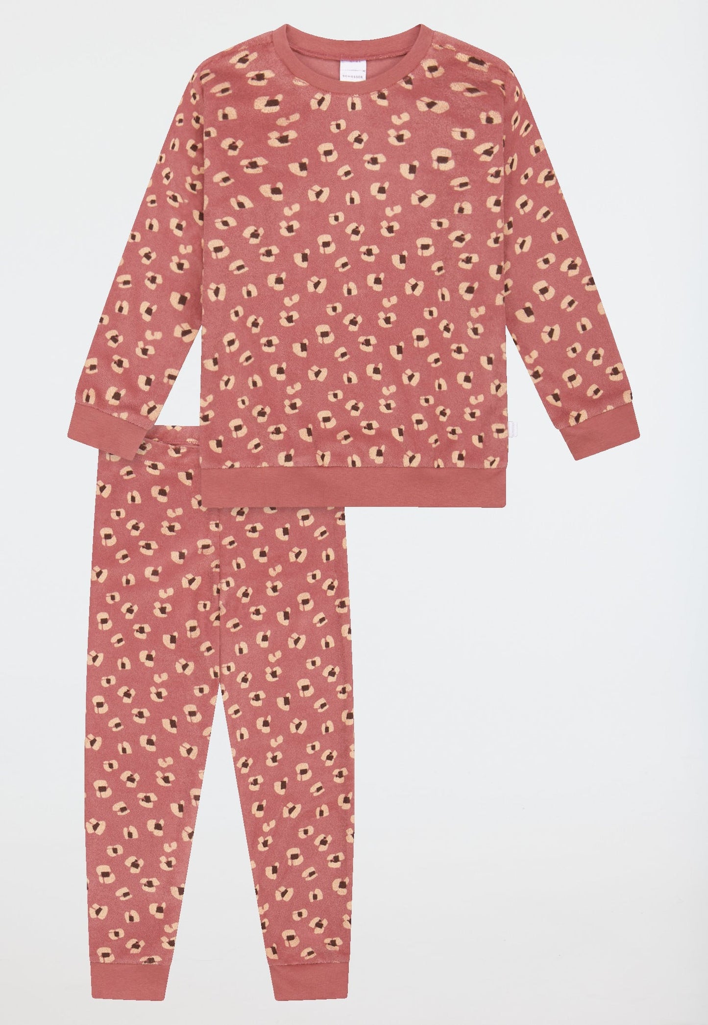 Schiesser Long pyjamas terry towelling animal print dusky pink - Kids Nightwear
