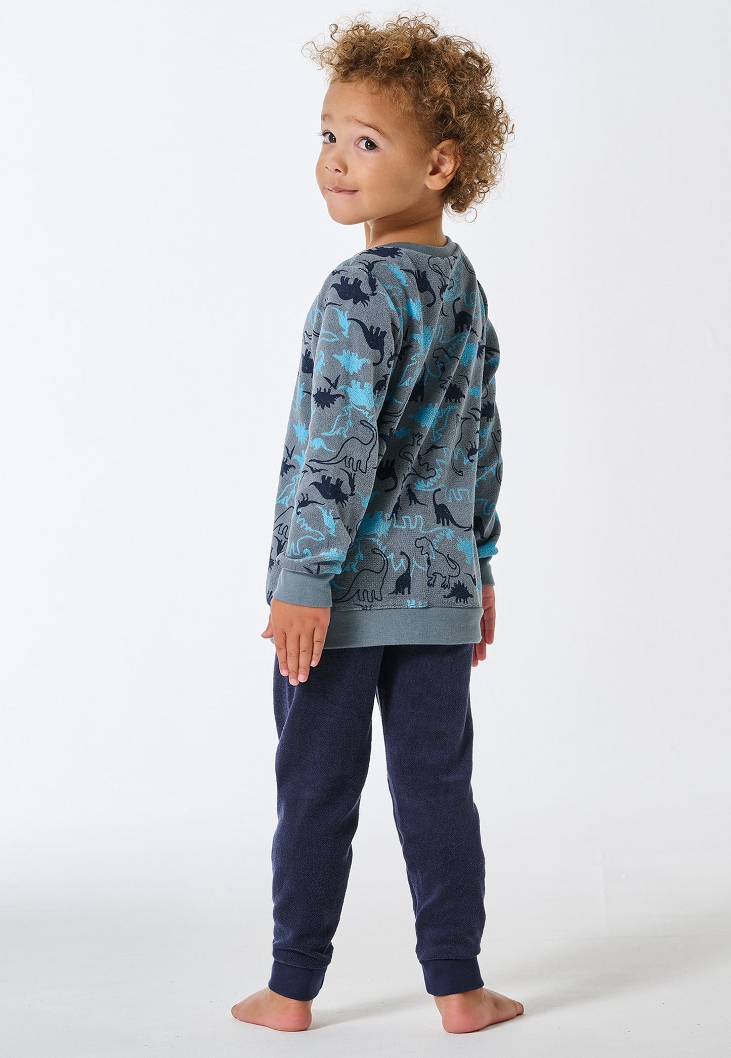 Schiesser Pyjamas long pyjamas terry towelling cuffs Dinos mineral - Kids Nightwear