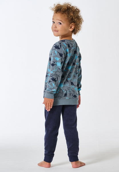 Schiesser Pyjamas long pyjamas terry towelling cuffs Dinos mineral - Kids Nightwear