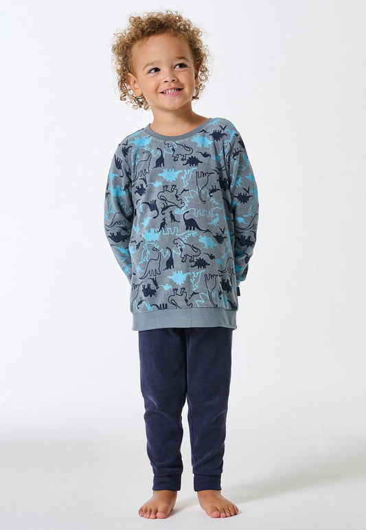 Schiesser Pyjamas long pyjamas terry towelling cuffs Dinos mineral - Kids Nightwear