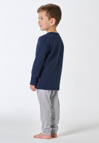 Schiesser Pyjamas long interlock cuffs gray mottled - Kids Nightwear