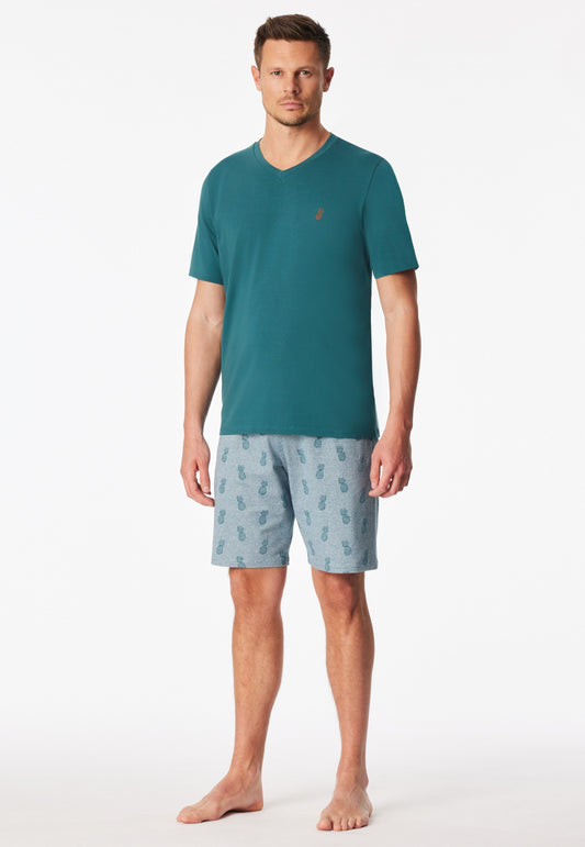 Schiesser Short pyjamas V-neck pineapple green - 95/5