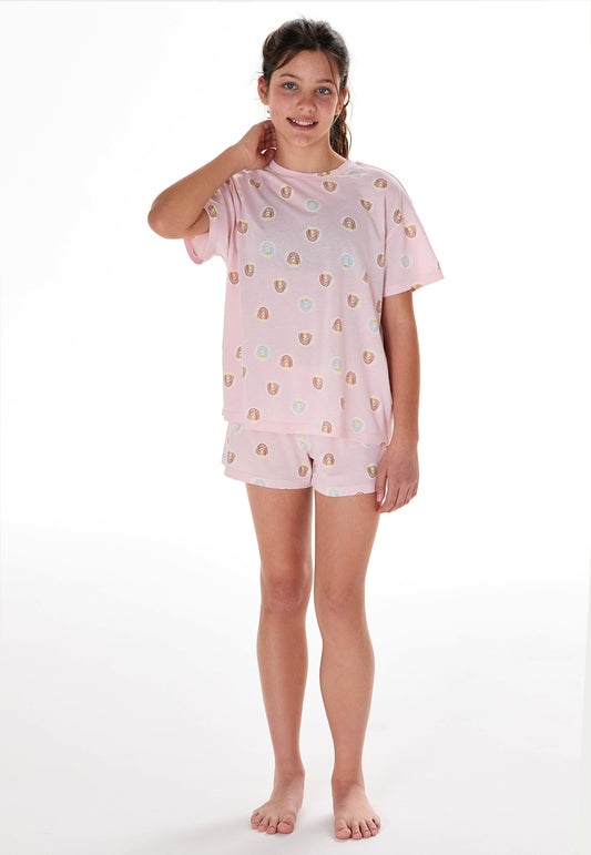 Schiesser Short pyjamas rainbow pink - Teens Nightwear