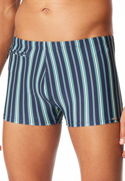 Schiesser Swimming trunks with zipped pocket jersey stripes lime - aqua