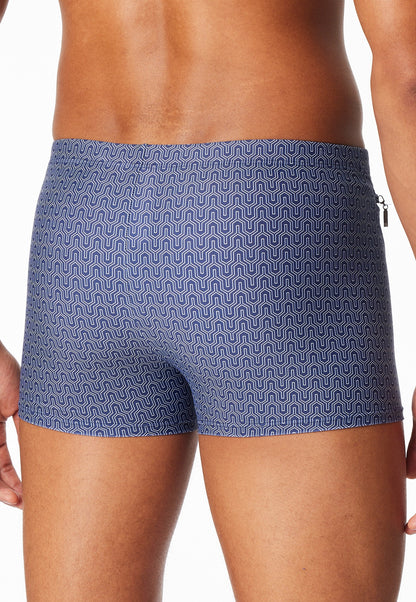 Schiesser Swimming trunks with zipper pocket jersey navy patterned - Aqua