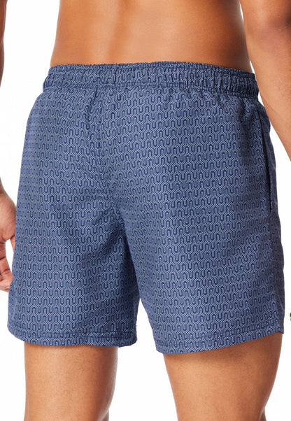 Schiesser Swim trunks woven fabric navy patterned - Aqua