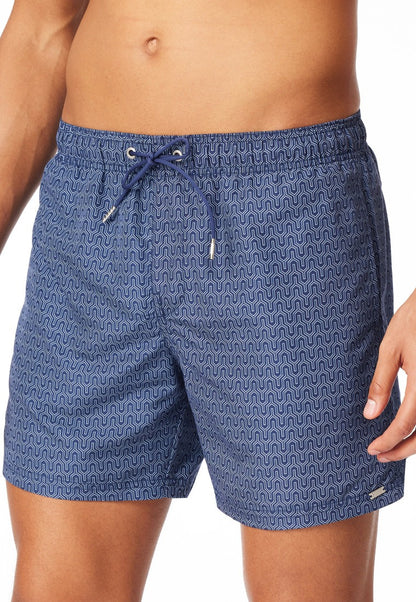 Schiesser Swim trunks woven fabric navy patterned - Aqua