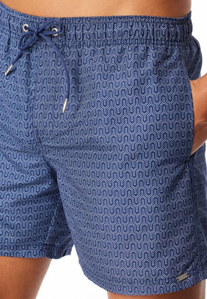 Schiesser Swim trunks woven fabric navy patterned - Aqua