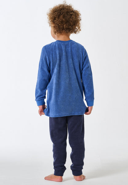 Schiesser Long pyjamas terry towelling cuffs fox blue - Kids Nightwear
