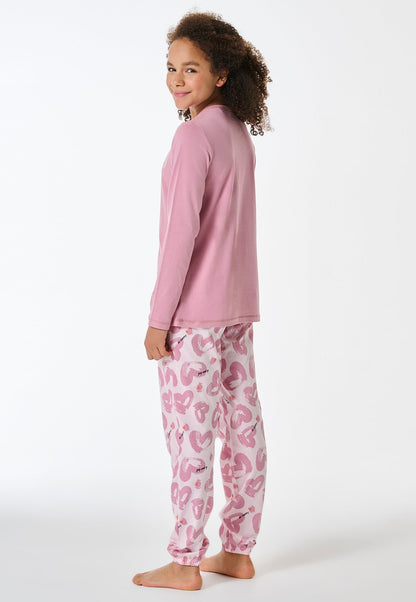 Schiesser Long pyjamas heart rosewood - Teens Nightwear
