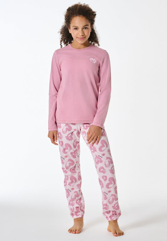 Schiesser Long pyjamas heart rosewood - Teens Nightwear