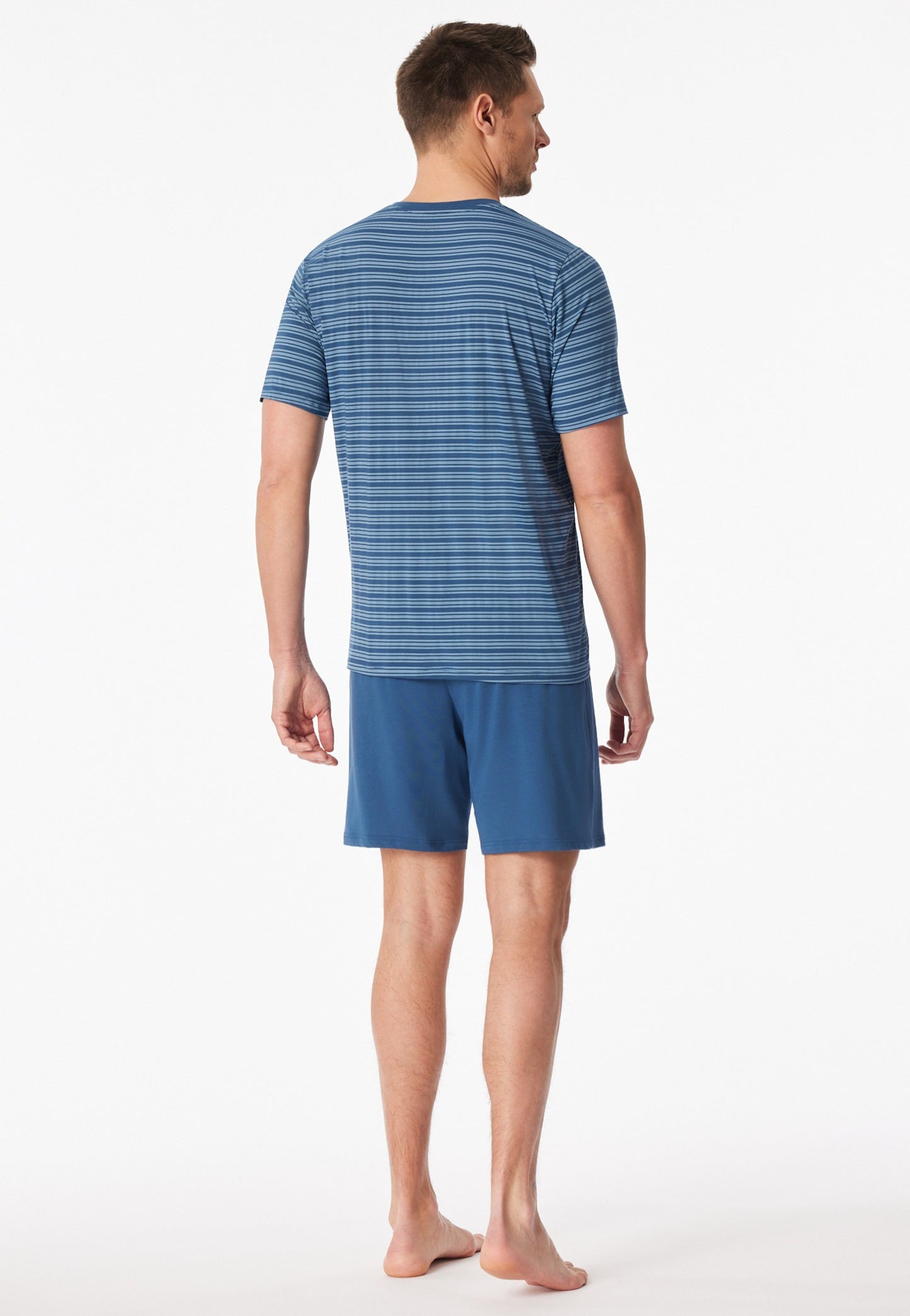 Pigiama corto Schiesser a righe blu atlantico - Long Life Soft