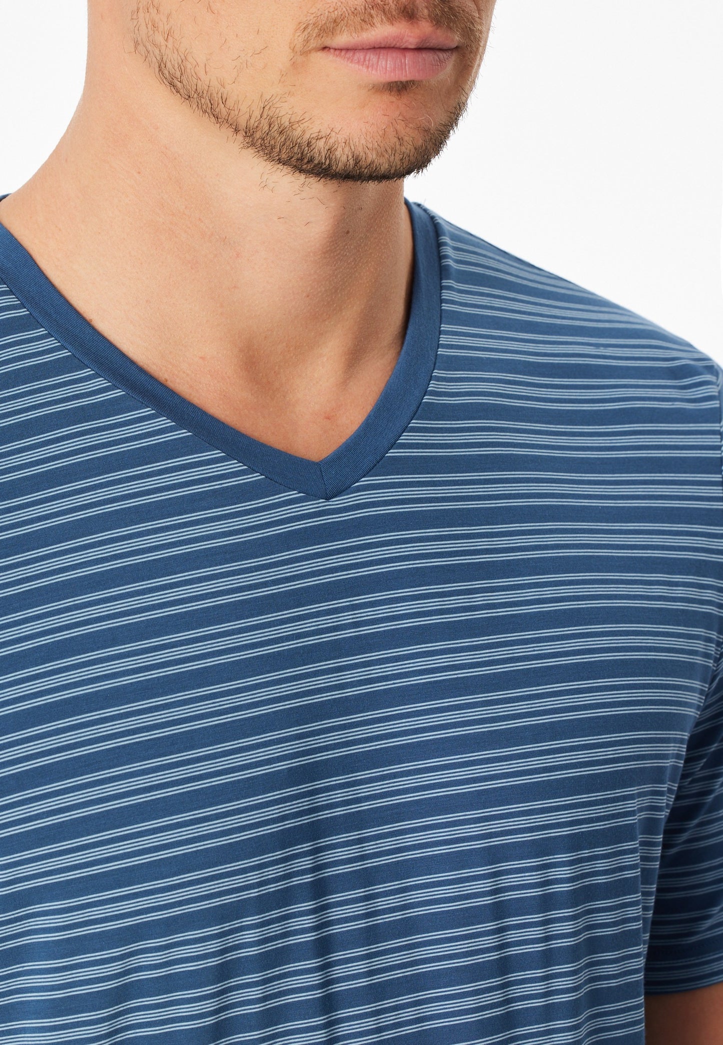 Pigiama corto Schiesser a righe blu atlantico - Long Life Soft