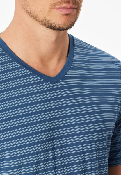 Pigiama corto Schiesser a righe blu atlantico - Long Life Soft