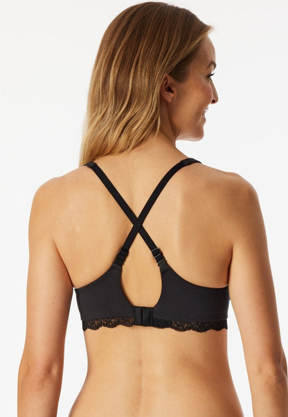 Schiesser Bra with cup lace black - Unique Cotton