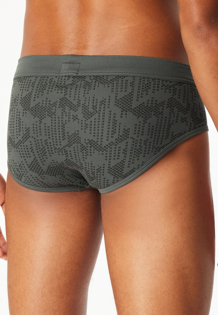 Schiesser Sports briefs Interlock fly patterned dark green - Fine Interlock