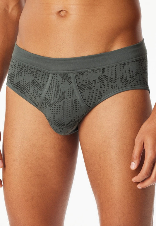 Schiesser Sports briefs Interlock fly patterned dark green - Fine Interlock