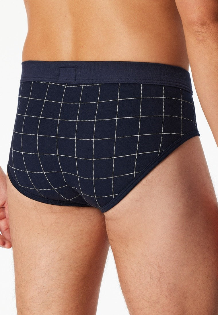 Schiesser Sports briefs Fine Interlock fly patterned midnight blue - Fine Interlock