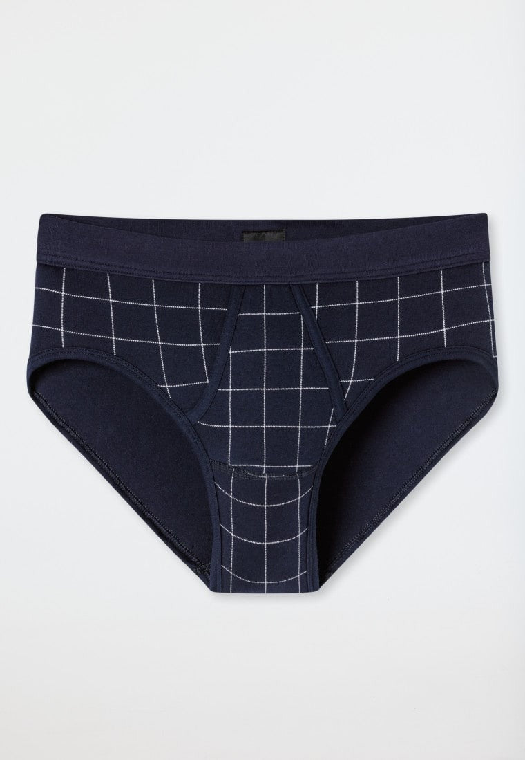Schiesser Sports briefs Fine Interlock fly patterned midnight blue - Fine Interlock