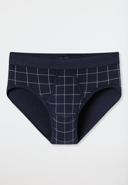 Schiesser Sports briefs Fine Interlock fly patterned midnight blue - Fine Interlock