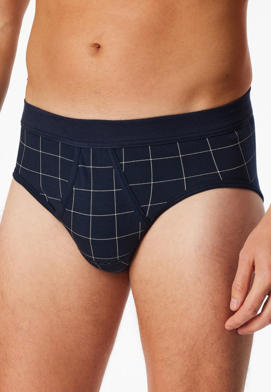 Schiesser Sports briefs Fine Interlock fly patterned midnight blue - Fine Interlock
