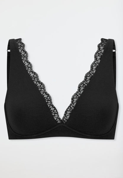 Schiesser Soft underwired bra molded without underwire lace black - Unique Cotton
