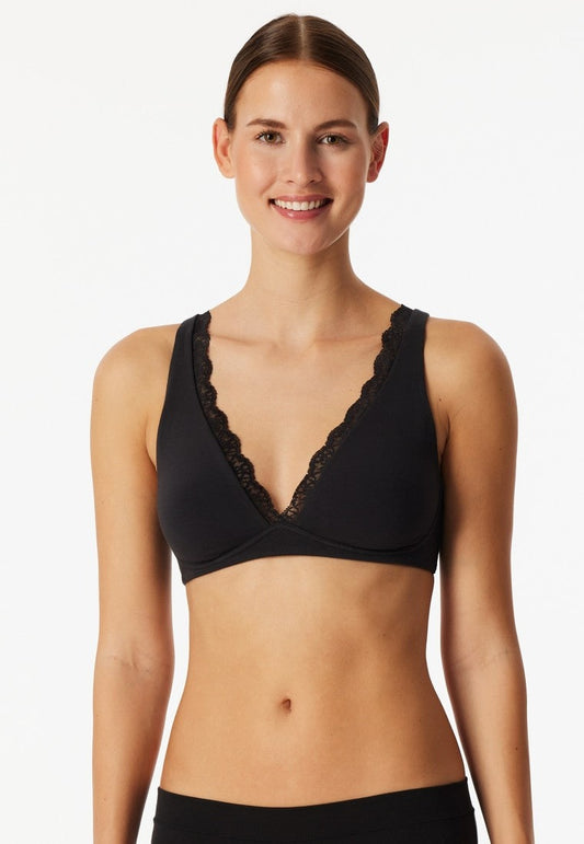 Schiesser Soft underwired bra molded without underwire lace black - Unique Cotton