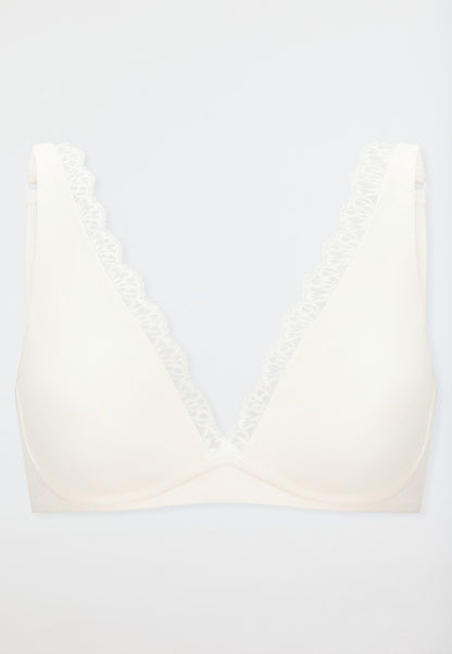 Schiesser Soft underwired bra molded without underwire lace off-white - Unique Cotton