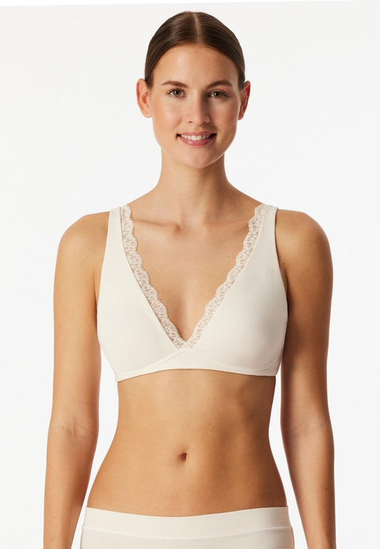 Schiesser Soft underwired bra molded without underwire lace off-white - Unique Cotton