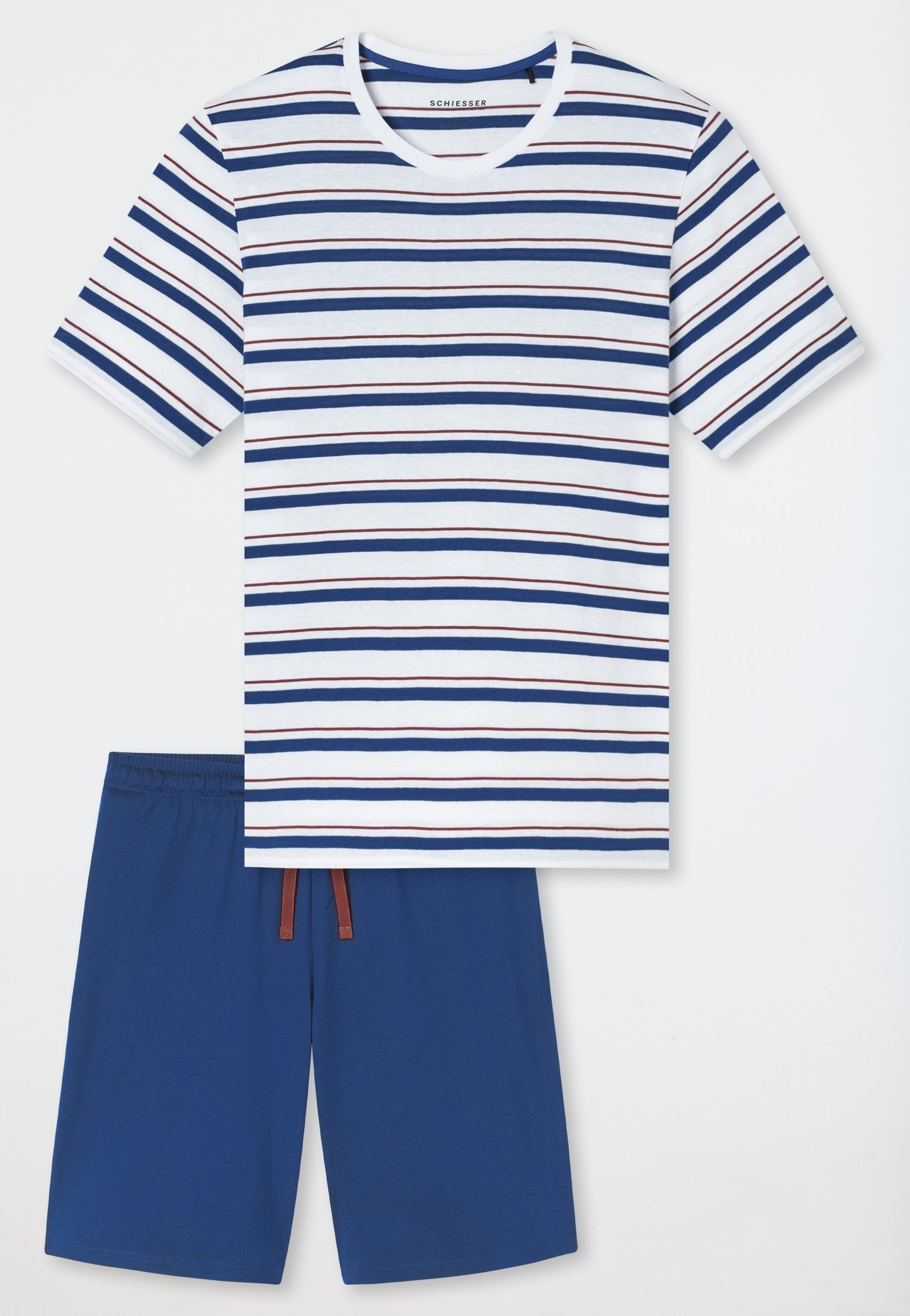 Pijama corto Schiesser rayado blanco - Ropa de noche casual
