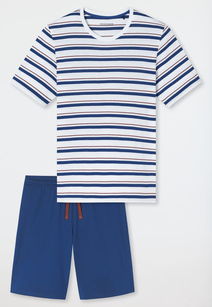 Pijama corto Schiesser rayado blanco - Ropa de noche casual
