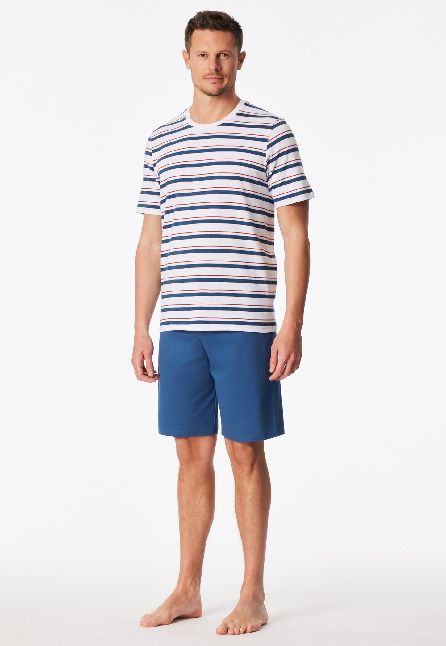 Pijama corto Schiesser rayado blanco - Ropa de noche casual