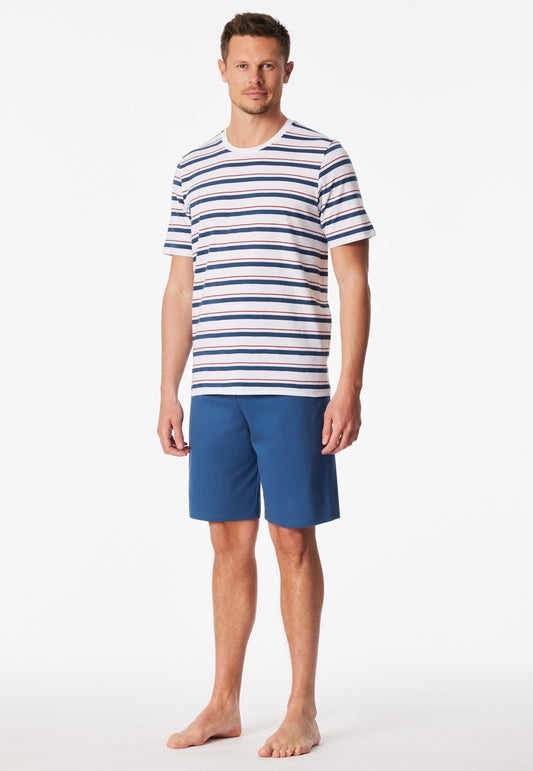Schiesser Short pyjamas striping white - Casual Nightwear