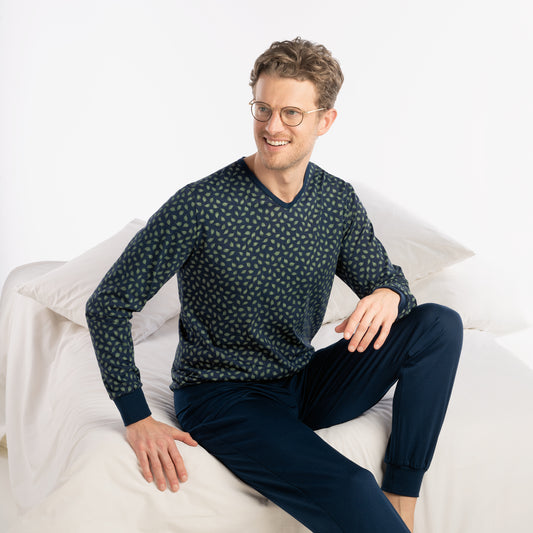 ISA Pyjama long, v-neck, cuffs