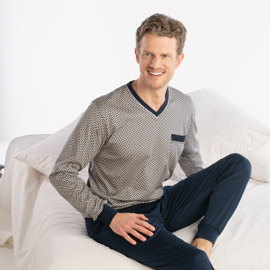 ISA Pyjama long, v-neck, cuffs