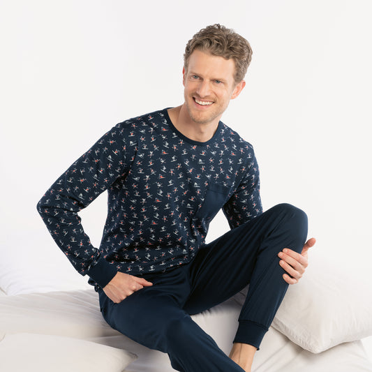ISA Pyjama long, round-neck, cuffs