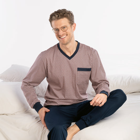 ISA Pyjama long, v-neck, cuffs