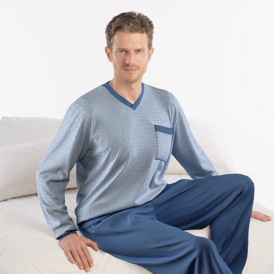 ISA Pyjama long, v-neck, cuffs