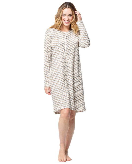 Senoretta Printed nightdress with button panel - Roses