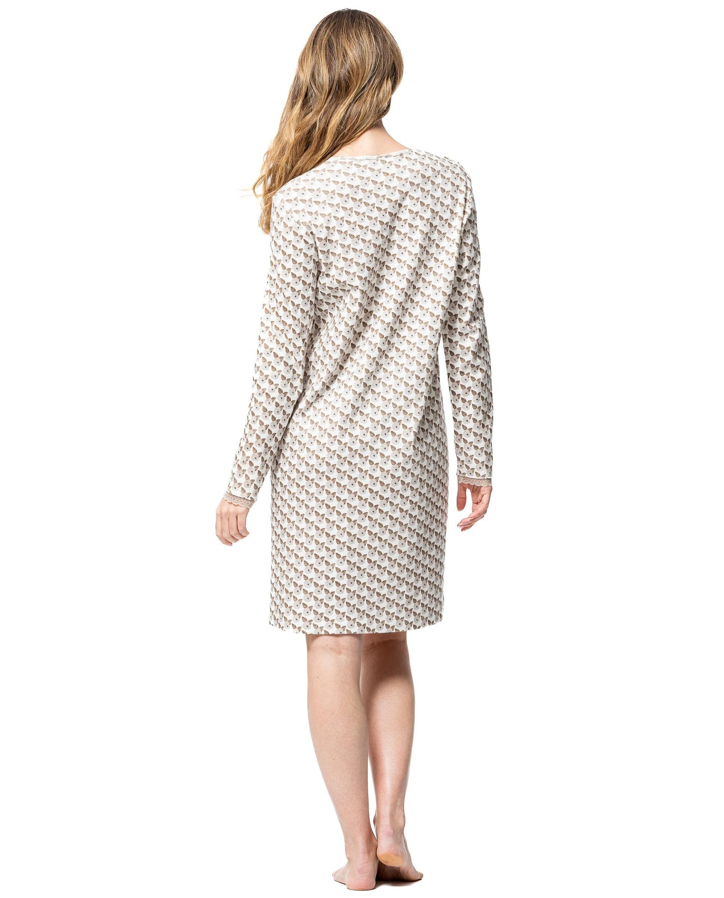 Senoretta Printed nightdress with button panel - Roses