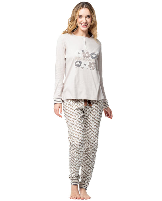 Senoretta Pyjama with button panel - Roses
